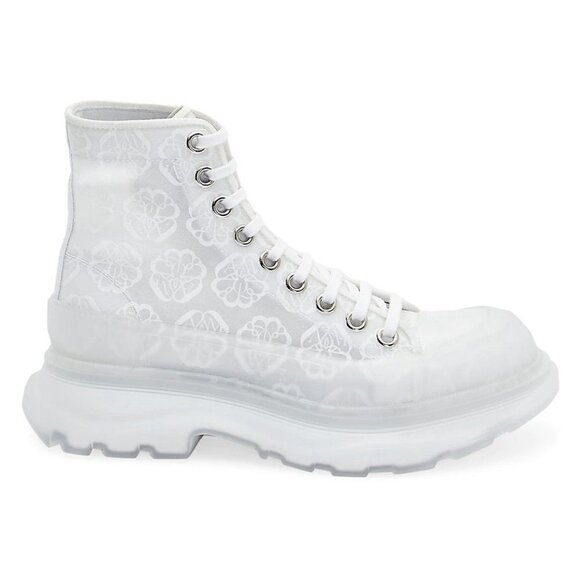 Alexander Mcqueen Tread Slick Transparent Floral Boots 40 10